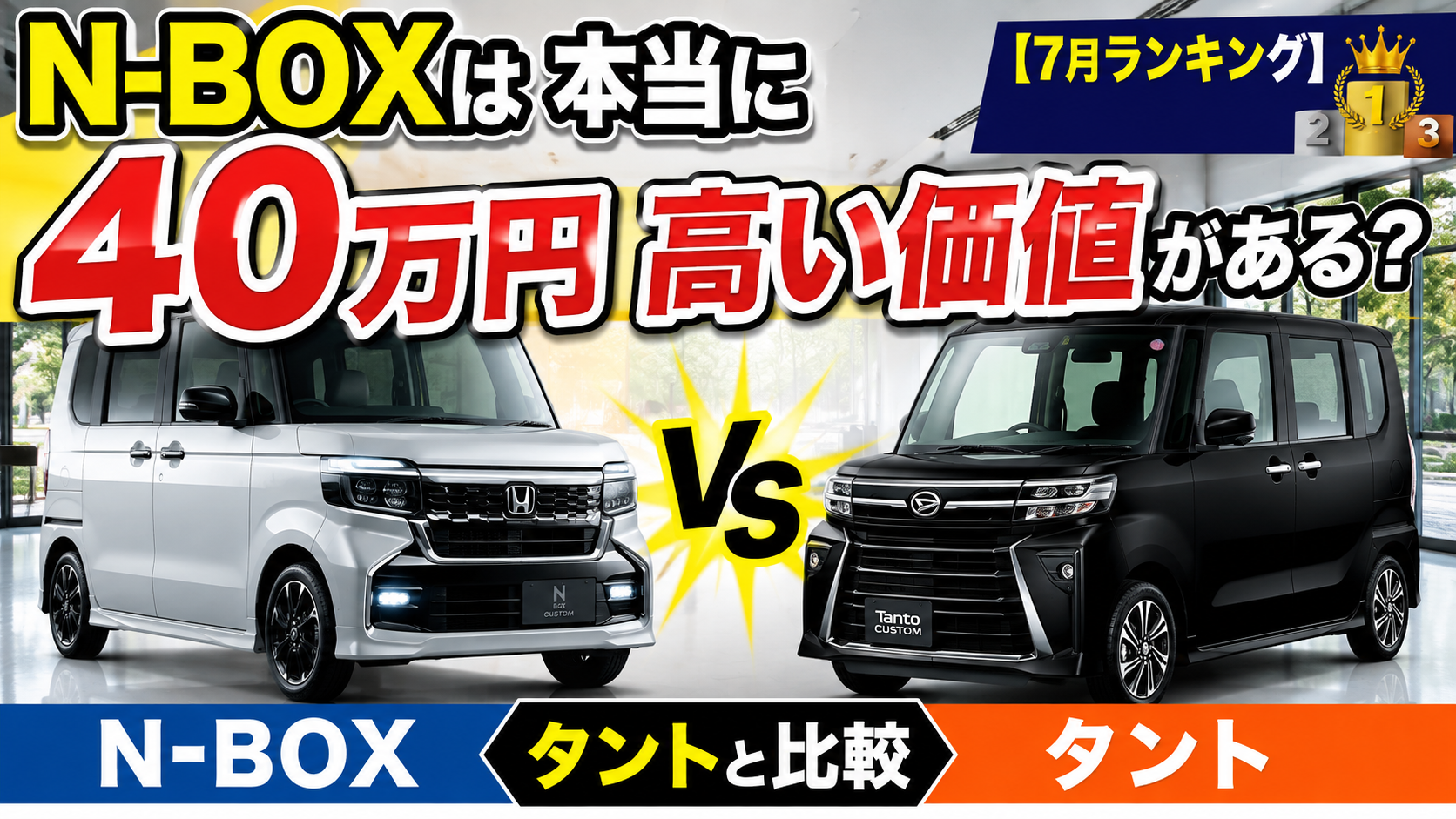 N-BOXは本当に40万円高い価値がある？タントと比較してみた｜7月販売ランキングも紹介